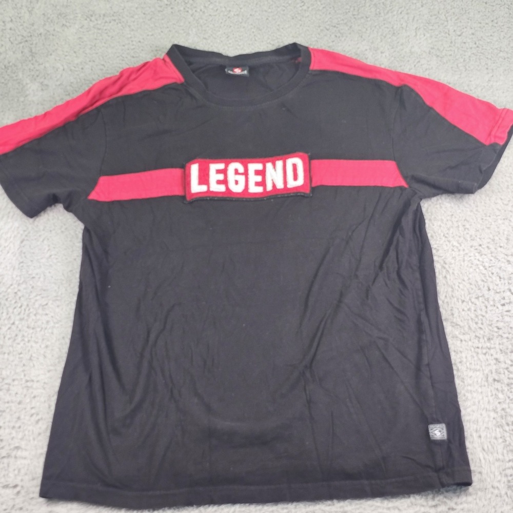 Southpole Shirt Mens XL‎ Black Red Legend Patch Tee Streetwear Graphic Cotton